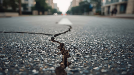 Ein Riss, der auf einer Straße erscheint